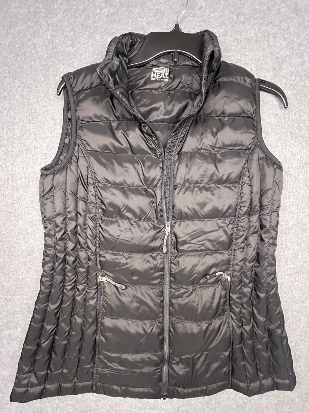 EXCELLENT 32 DEGREES HEAT Women’s M Black Puffer Vest Full Zip Lightweight